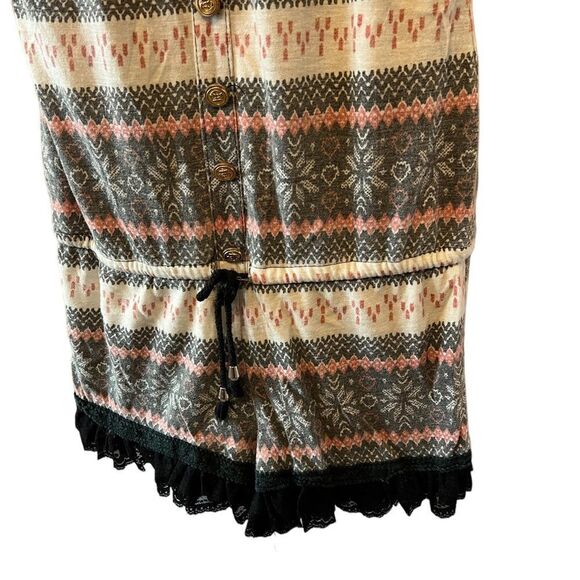 Boho Jersey Knit Lace Detail Nautical Button Scoop Neck Romper M - Picture 6 of 11